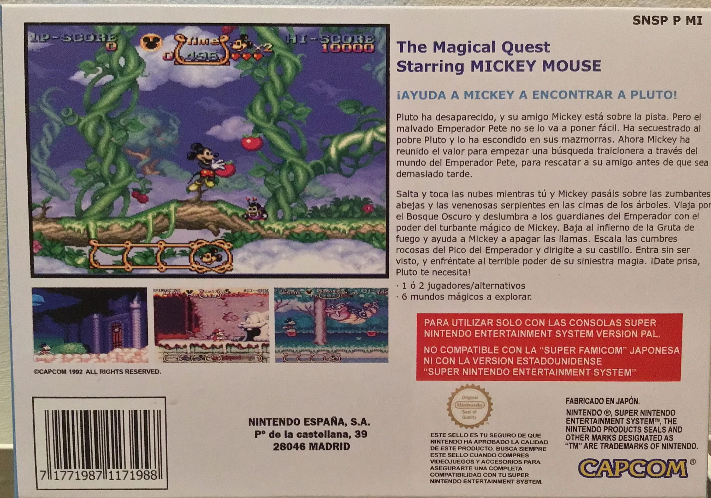 Caja repro Magical Quest SNES PAL España detalle 2