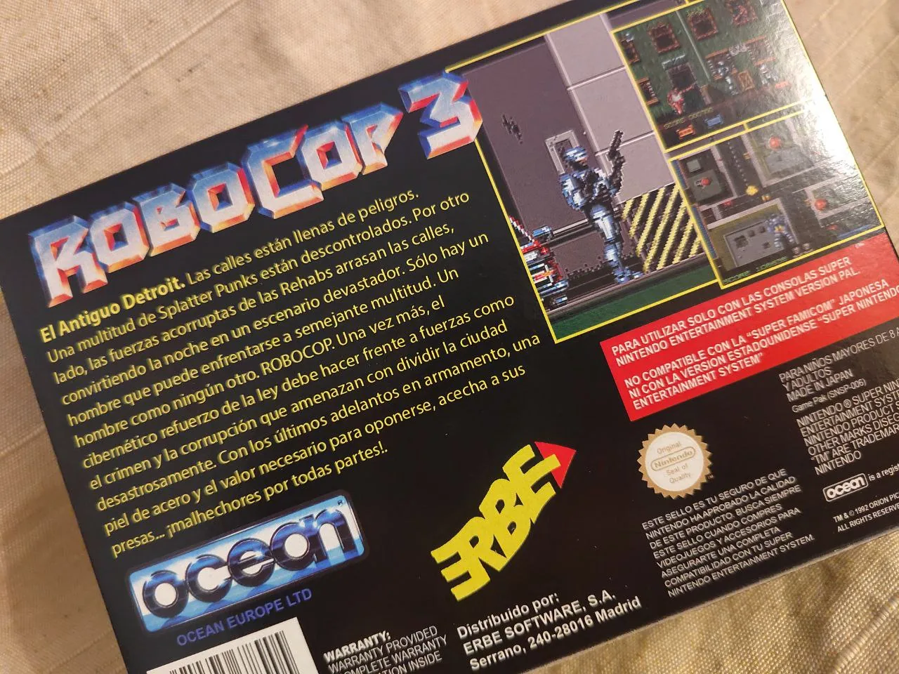 Trasera de RoboCop 3 SNES