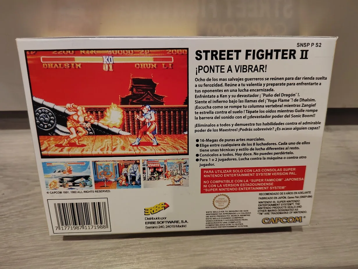 Caja repro Street Fighter 2 SNES PAL España detalle 2