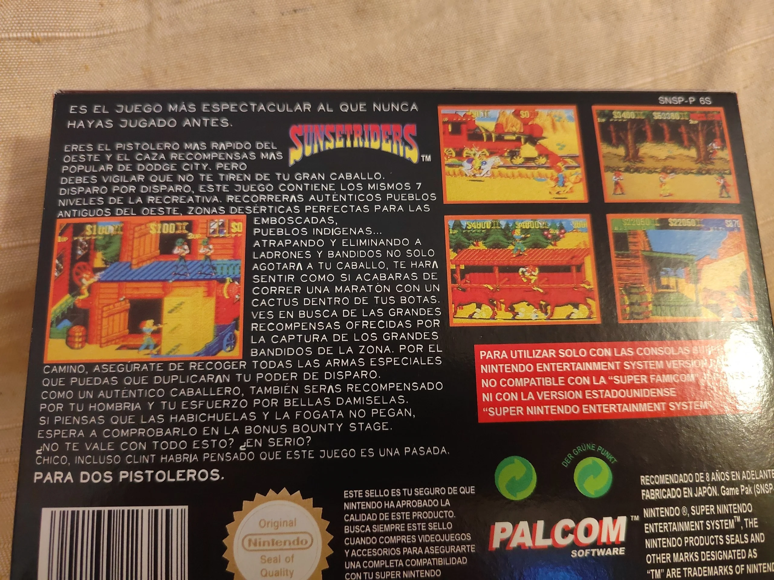 Trasera de Sunset Riders SNES