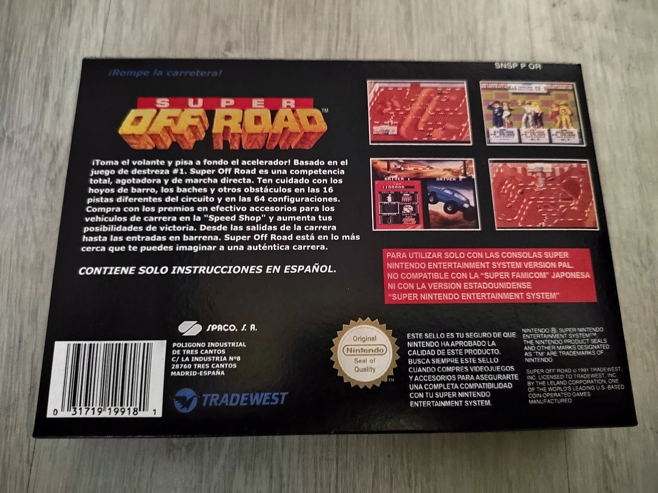 Caja repro Super Off Road SNES, trasera