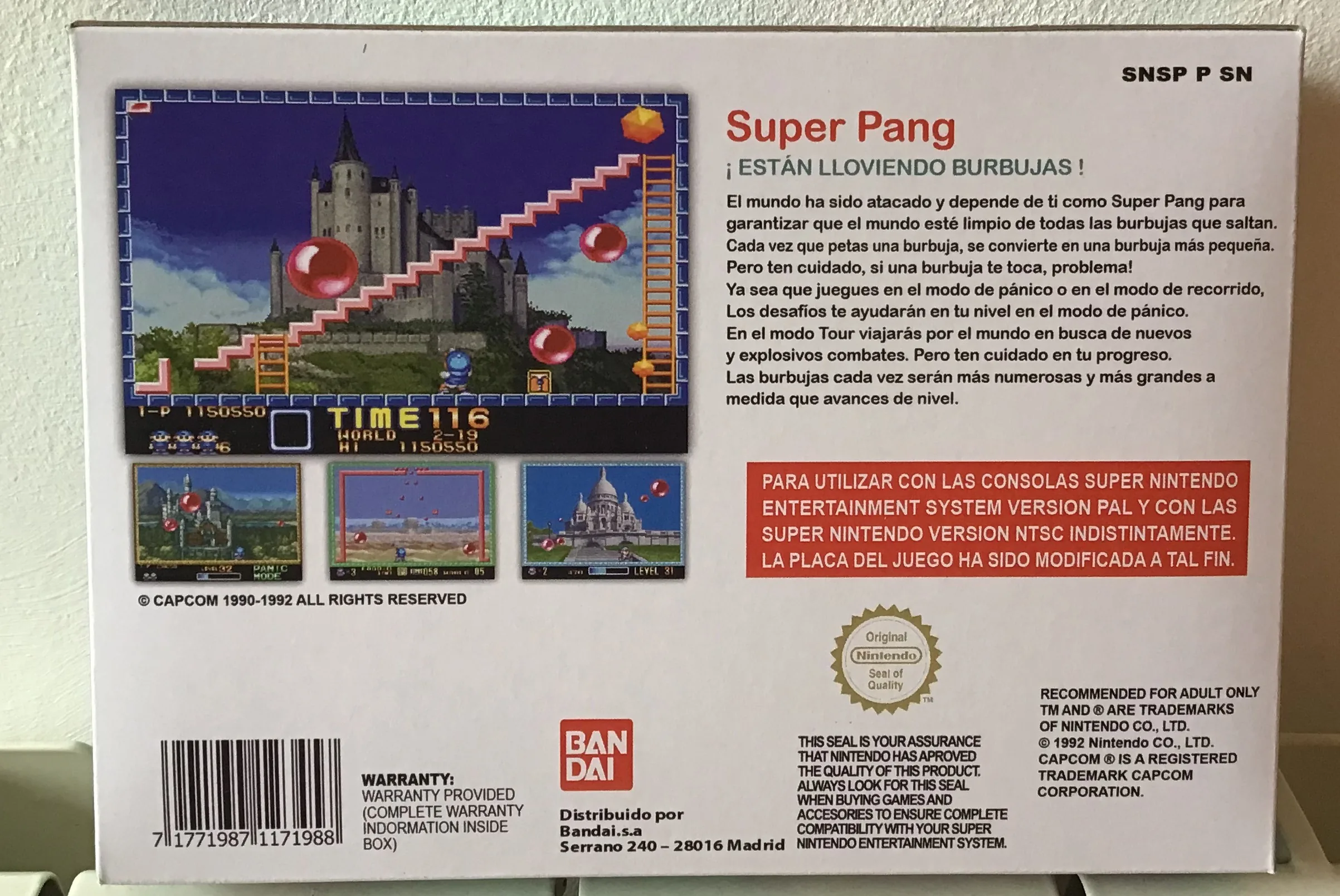 Caja repro Super Pang SNES PAL España detalle 2
