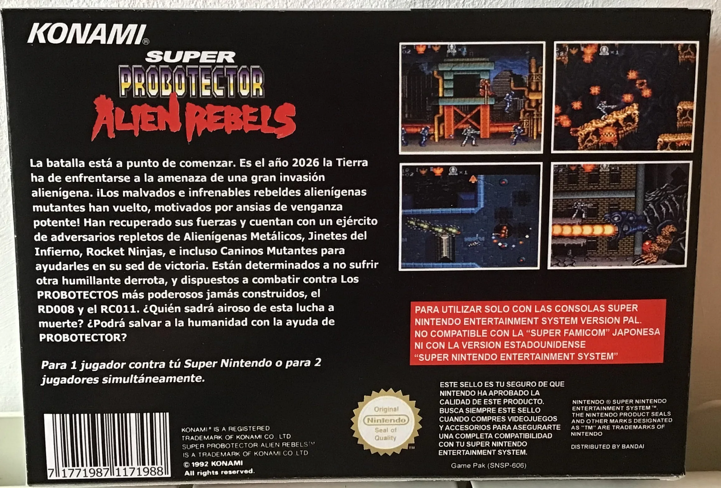 Caja repro Super Probotector SNES PAL España detalle 2