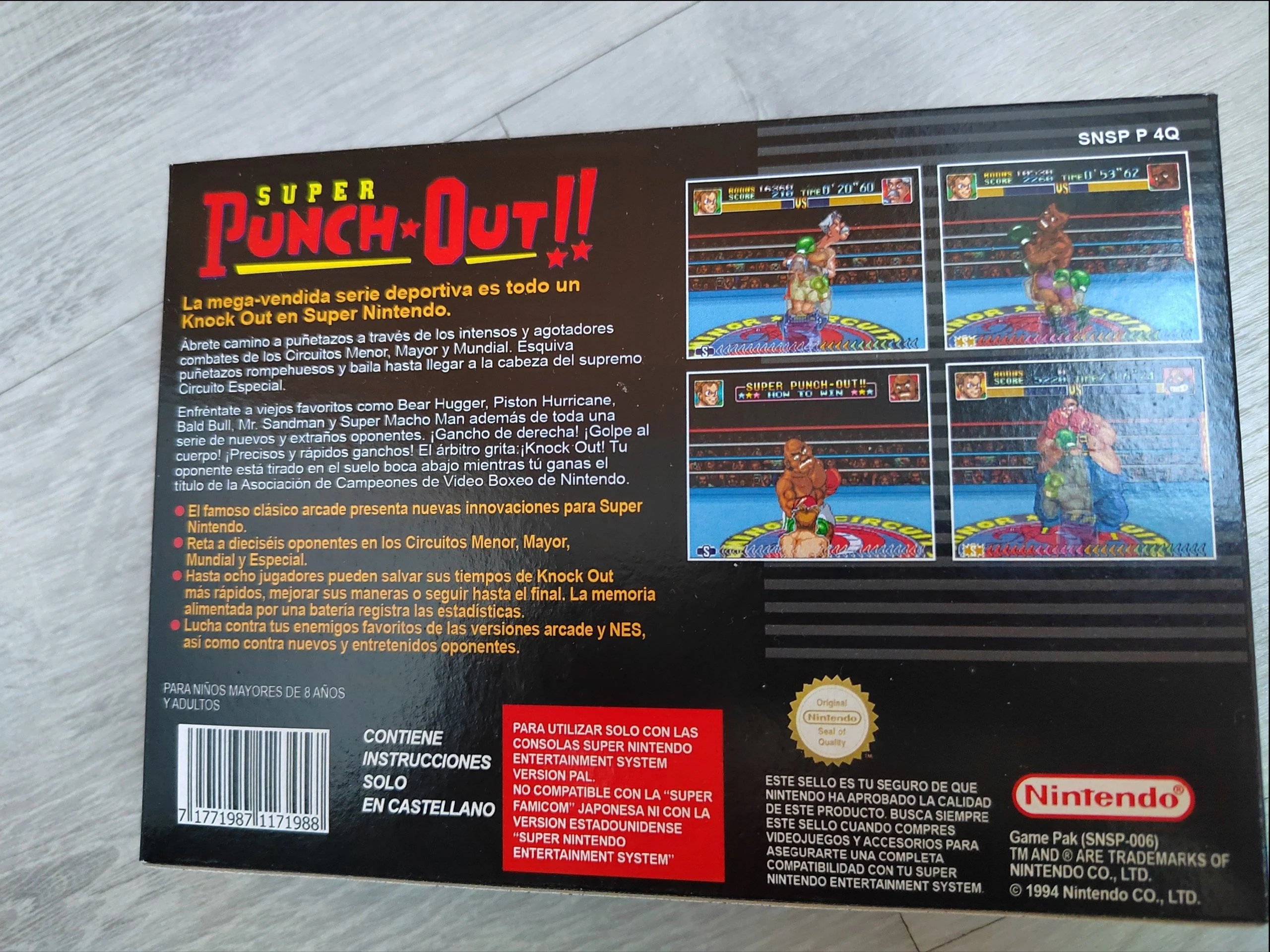 Trasera de Super Punch-Out!! SNES