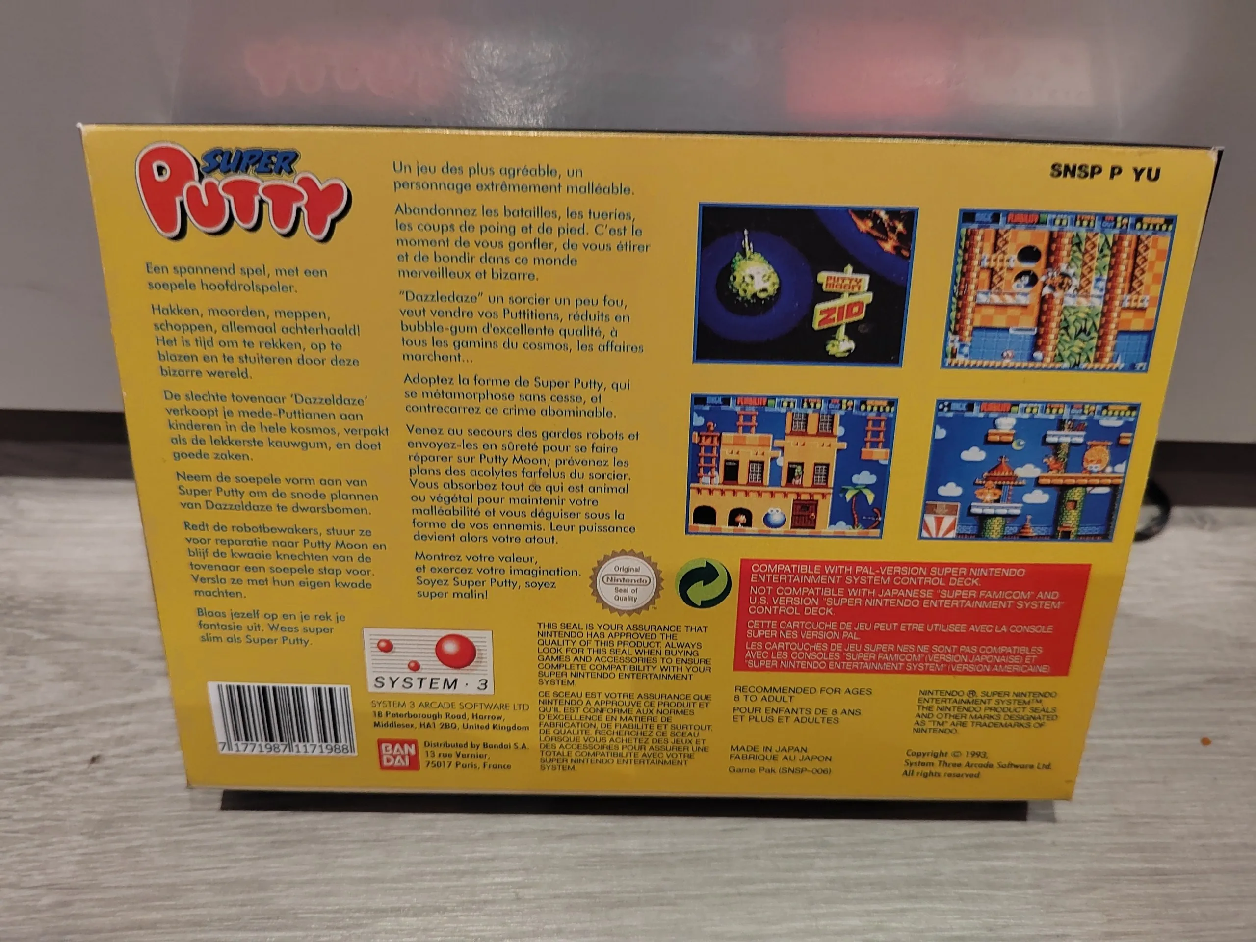 Trasera de Super Putty SNES