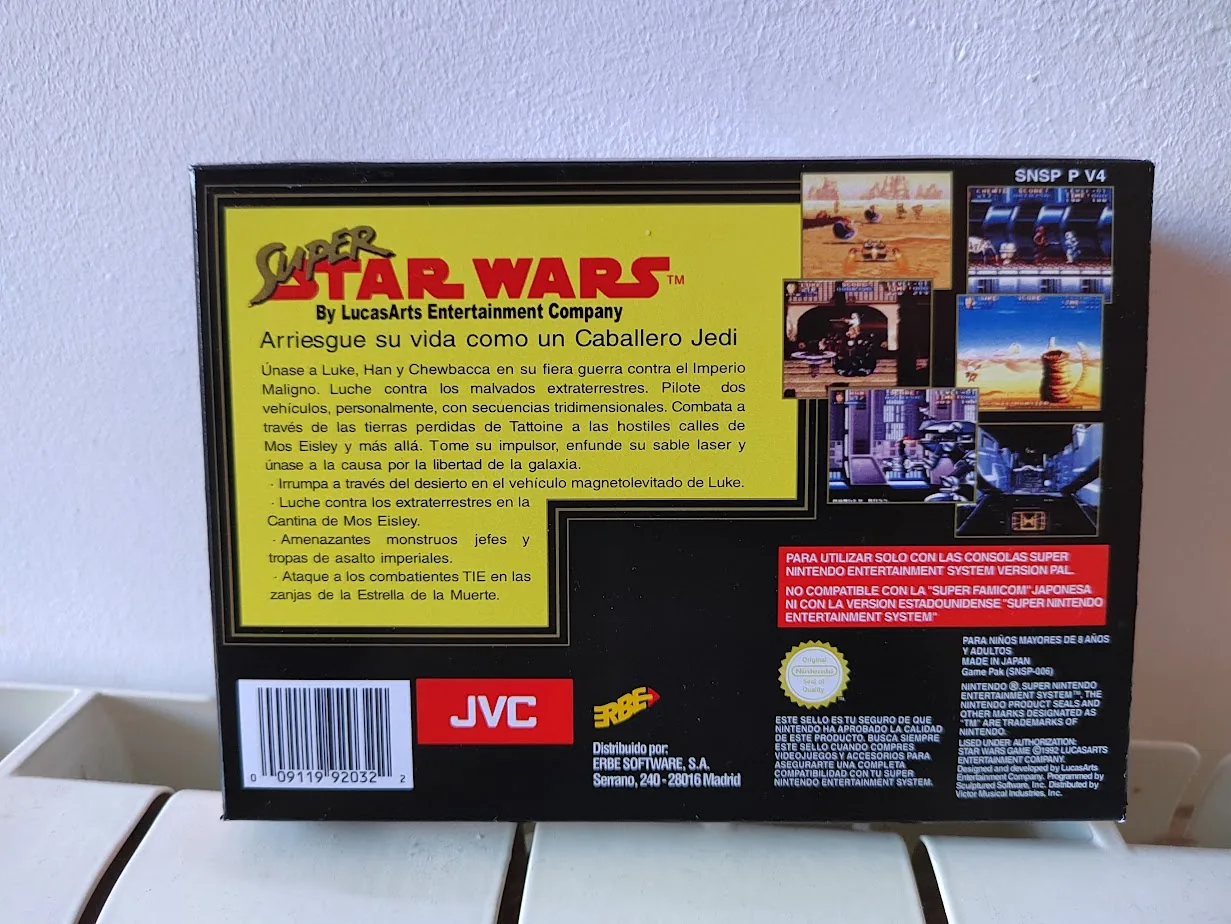 Caja repro Super StarWars SNES PAL España detalle 2