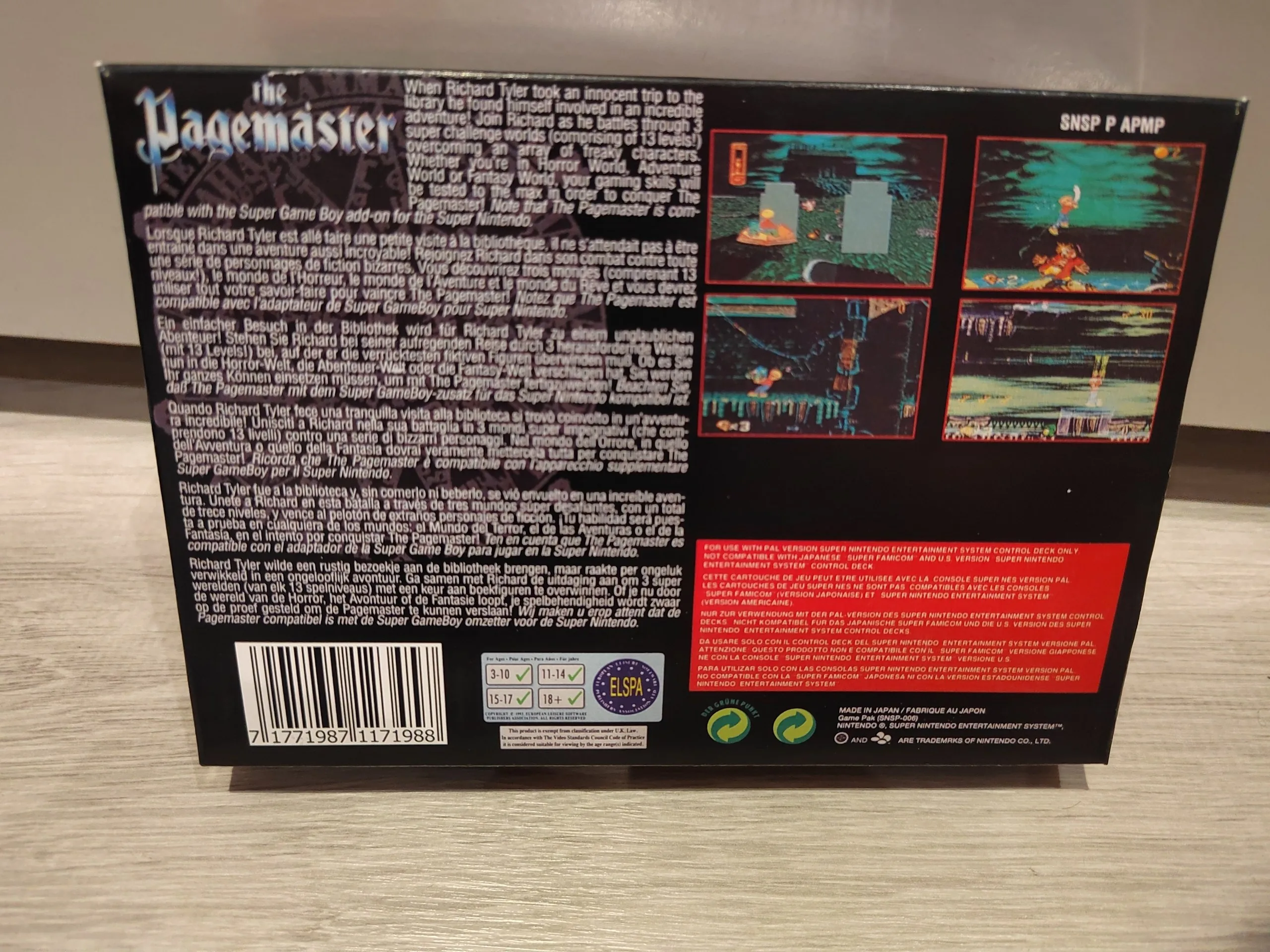Trasera de The Pagemaster SNES